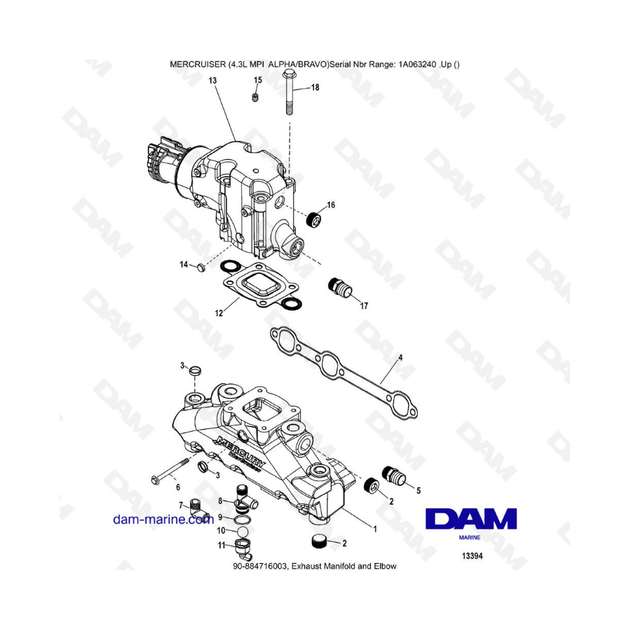 THE ECCLATE - MERCRUISER 4.3L MPI ALPHA/BRAVO - Exhaust Manifold