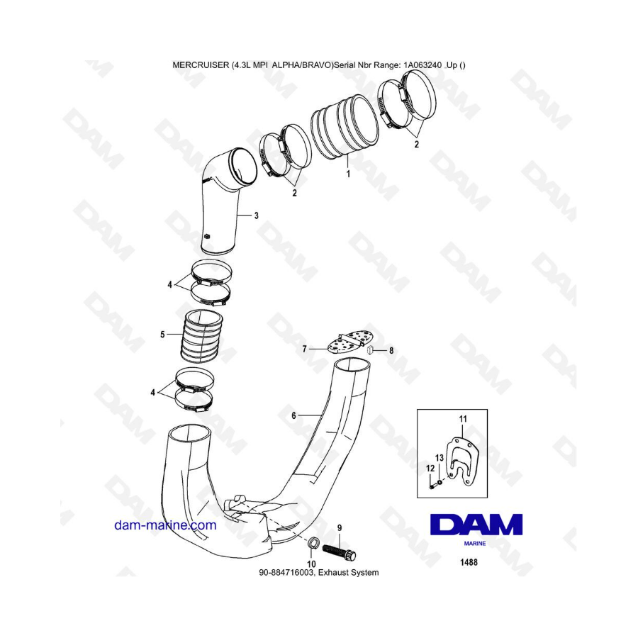 DESPIECE - MERCRUISER 4.3L MPI ALPHA/BRAVO - Sistema de escape