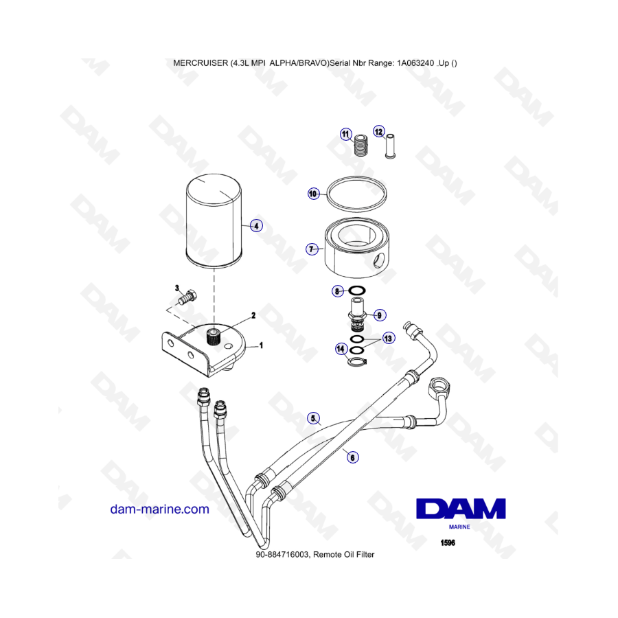 THE ECCLATE - MERCRUISER 4.3L MPI ALPHA/BRAVO - Remote oil filter