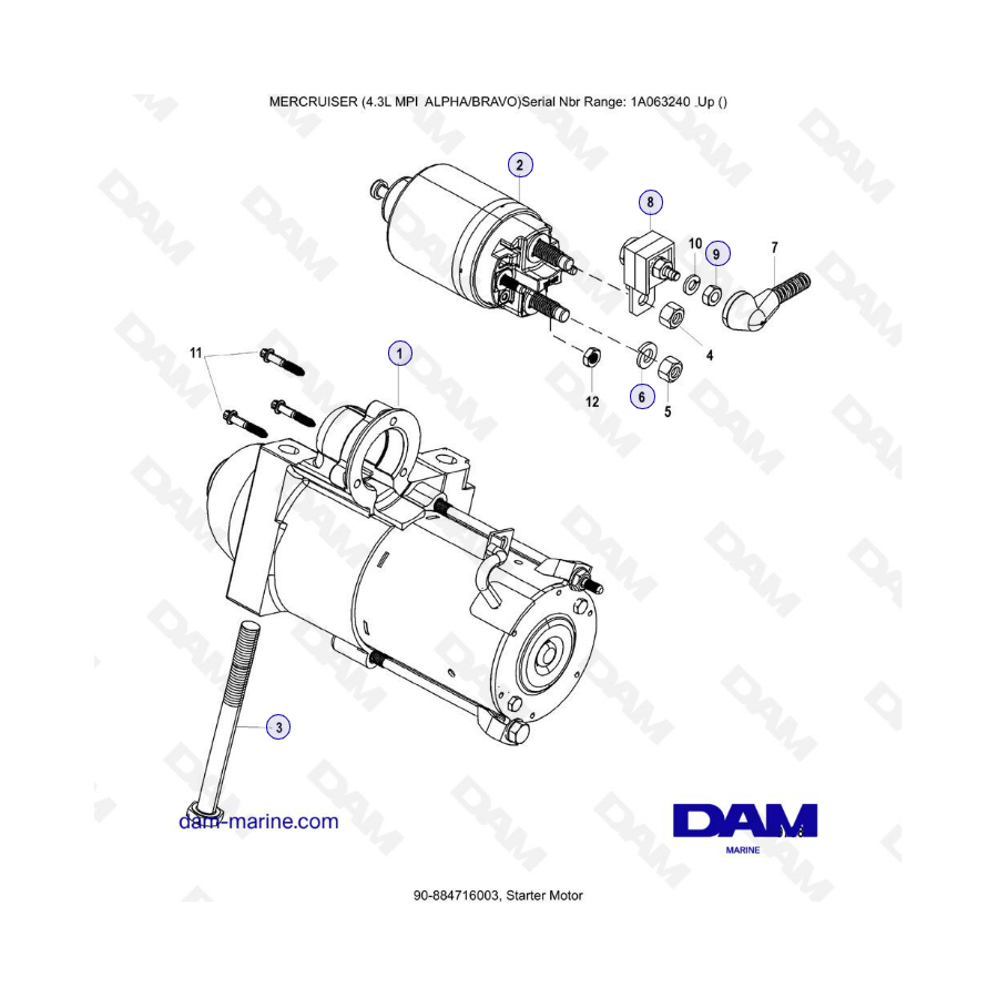 VISTA DE DESPIECE - MERCRUISER 4.3L MPI ALPHA/BRAVO - Motor de arranque