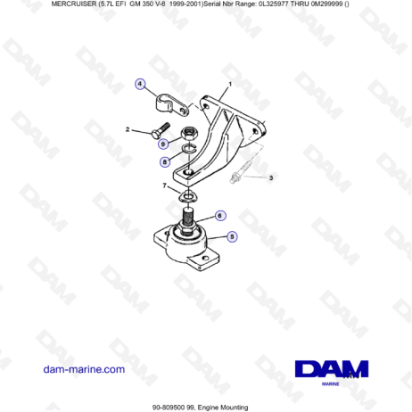 5.7L EFI GM350 V8 (1999-2001) - Engine mounting