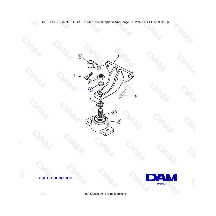 5.7L EFI GM350 V8 (1999-2001) - Engine mounting