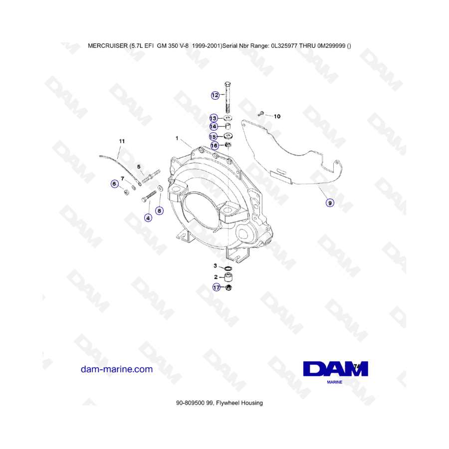 5.7L EFI GM350 V8 (1999-2001) - Flywheel housing