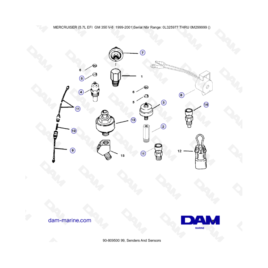 5.7L EFI GM350 V8 (1999-2001) - Emisores y sensores