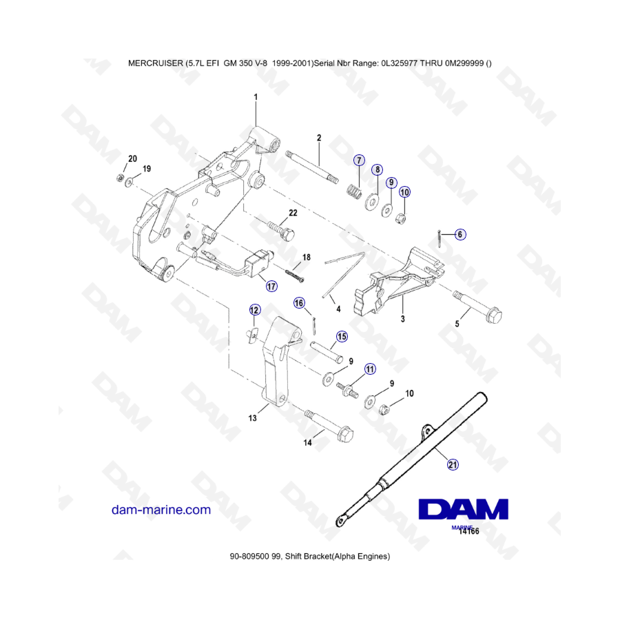 5.7L EFI GM350 V8 (1999-2001) - Shift bracket (ALPHA)