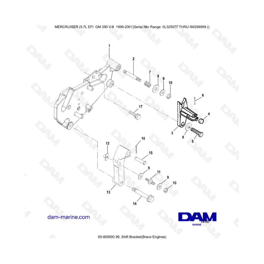 5.7L EFI GM350 V8 (1999-2001) - Soporte de cambio (bravo)