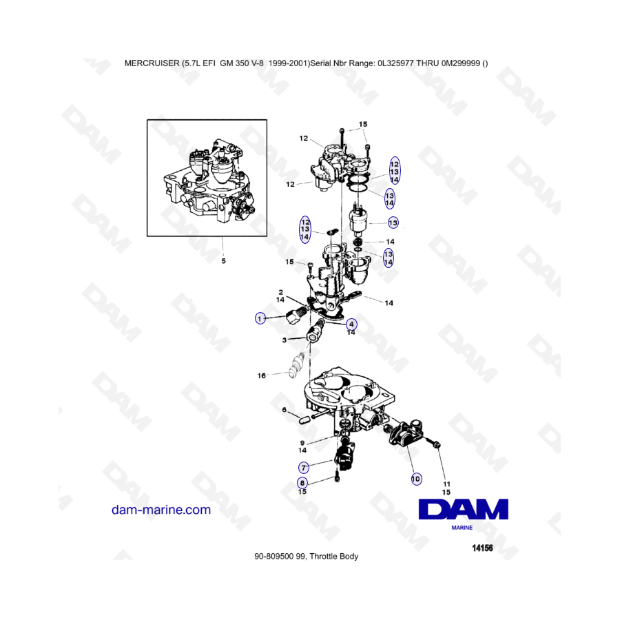 5.7L EFI GM350 V8 (1999-2001) - Cuerpo del acelerador