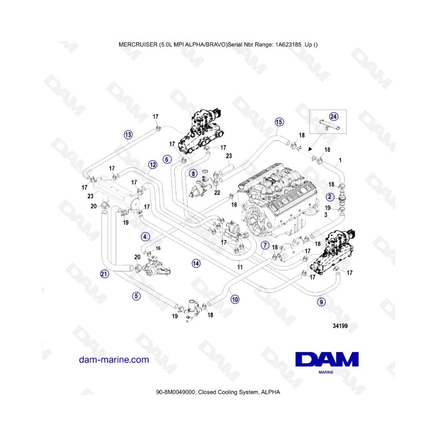 MERCRUISER 5.0L MPI ALPHA-BRAVO - Closed cooling system (Alpha)