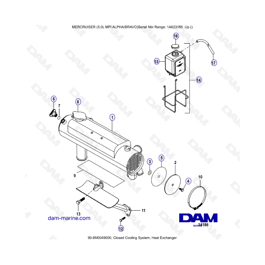 MERCRUISER 5.0L MPI ALPHA-BRAVO - Closed cooling system, Bravo