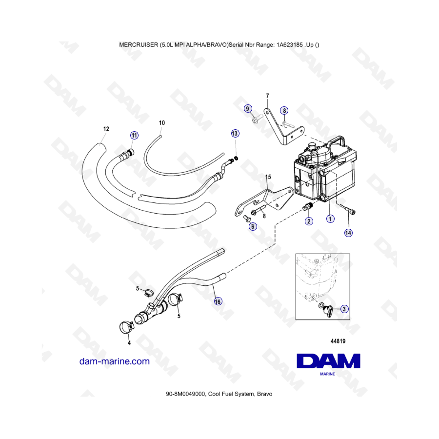 MERCRUISER 5.0L MPI ALPHA-BRAVO - Cool fuel system