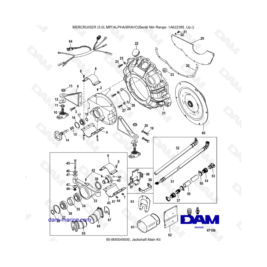 MERCRUISER 5.0L MPI ALPHA-BRAVO - Jackshaft hand kit