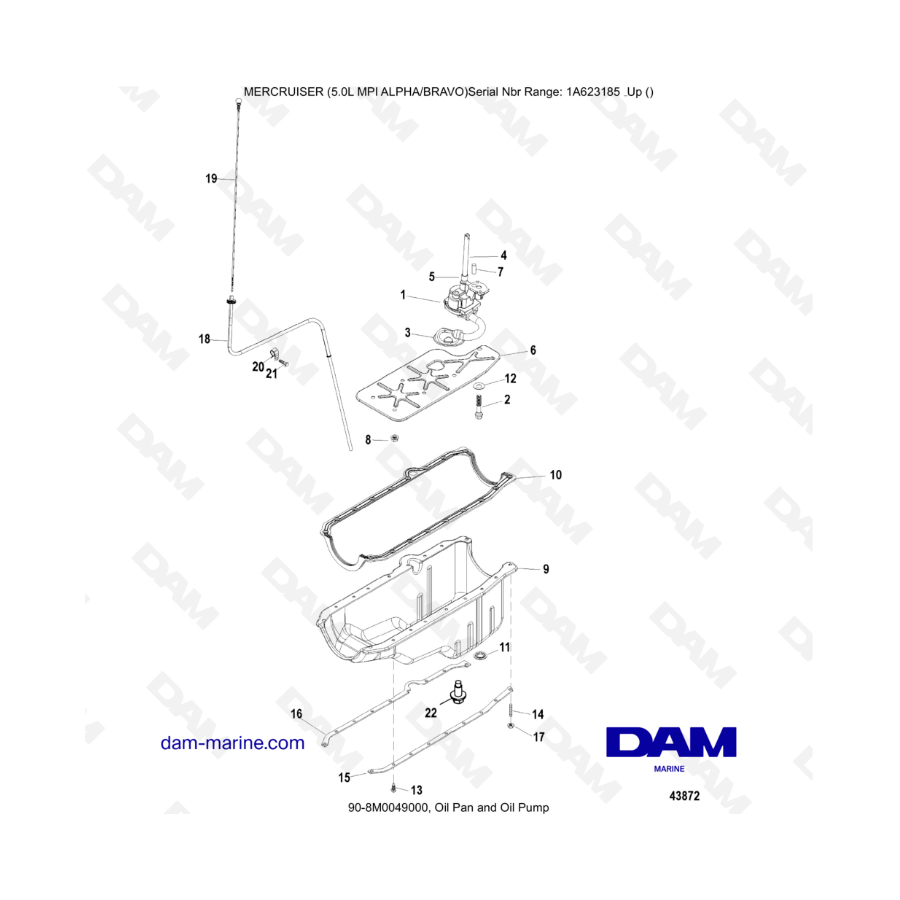 MERCRUISER 5.0L MPI ALPHA-BRAVO - Oil pan & Oil pump