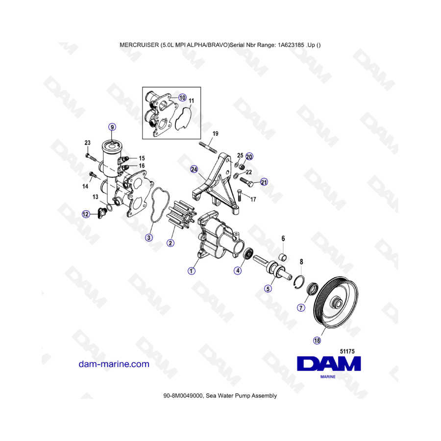 MERCRUISER 5.0L MPI ALPHA-BRAVO - Conjunto bomba agua de mar