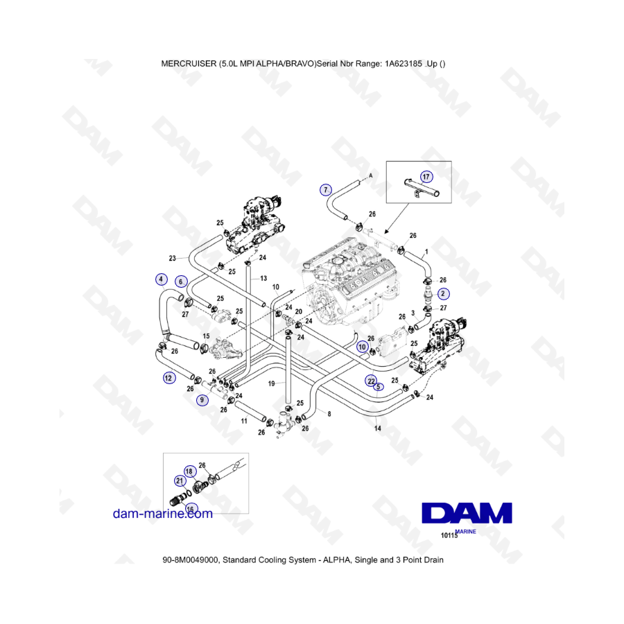 MERCRUISER 5.0L MPI ALPHA-BRAVO - Standard cooling system - ALPHA