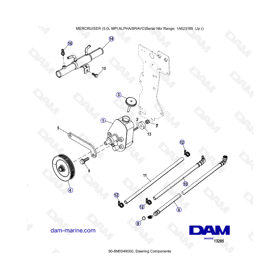 MERCRUISER 5.0L MPI ALPHA-BRAVO - Steering components