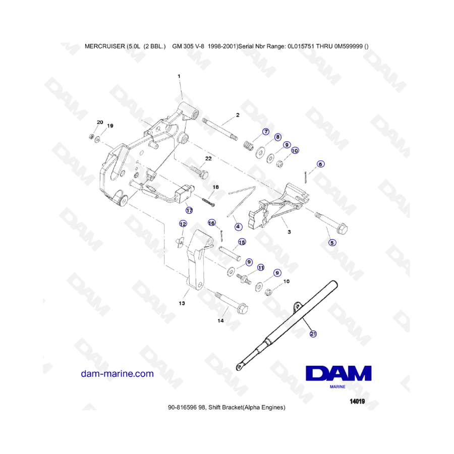 MERCRUISER 5.0L GM305 V8 Shift Bracket (ALPHA)