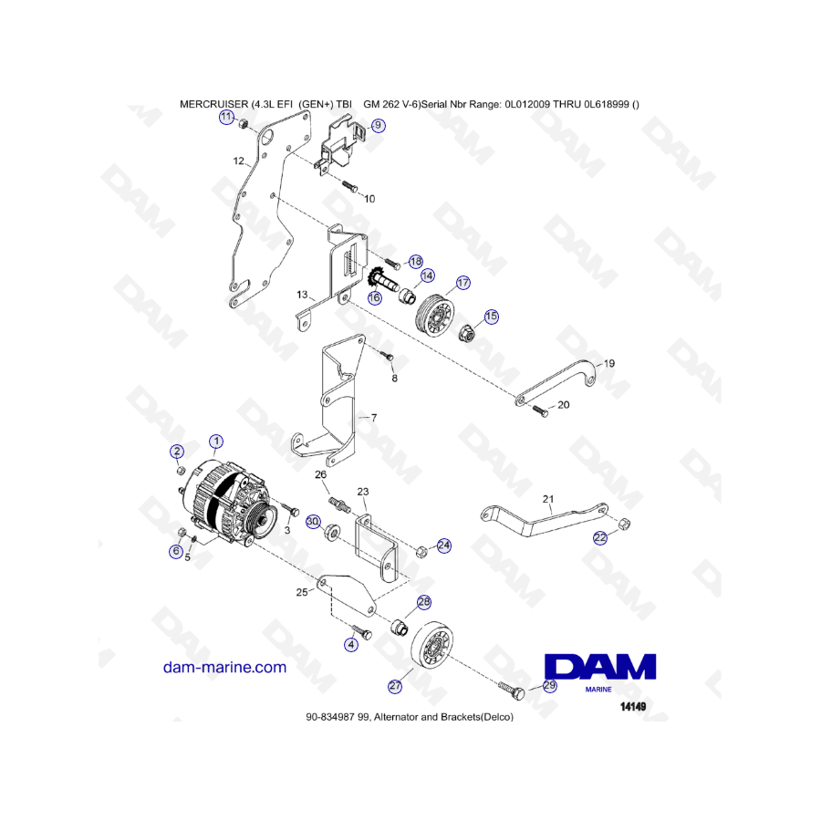 MERCRUISER 4.3L EFI - Alternador y soportes