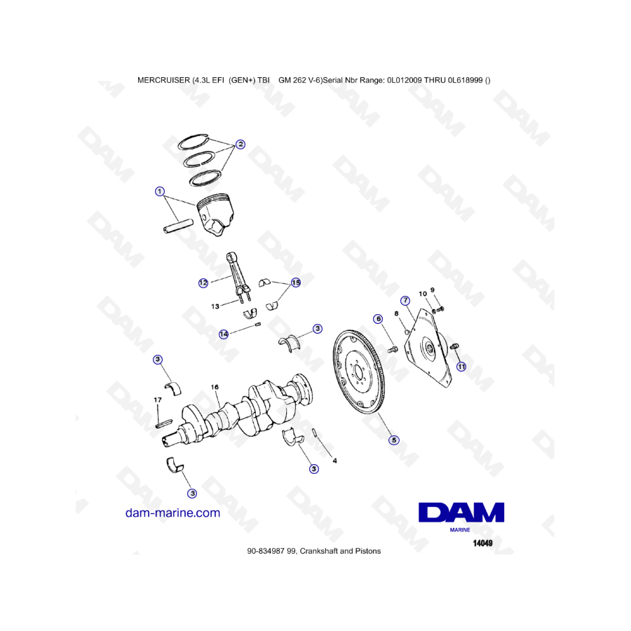 MERCRUISER 4.3L EFI - Cigüeñal y Pistones