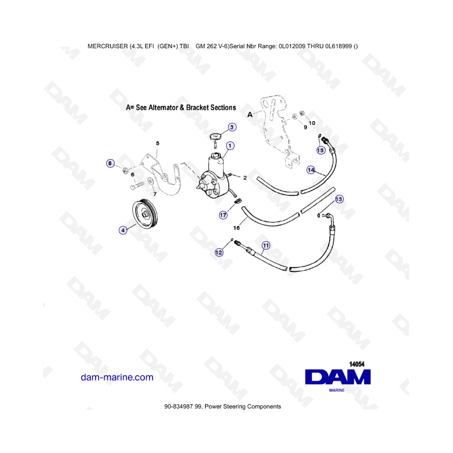 MERCRUISER 4.3L EFI - Componentes de dirección asistida