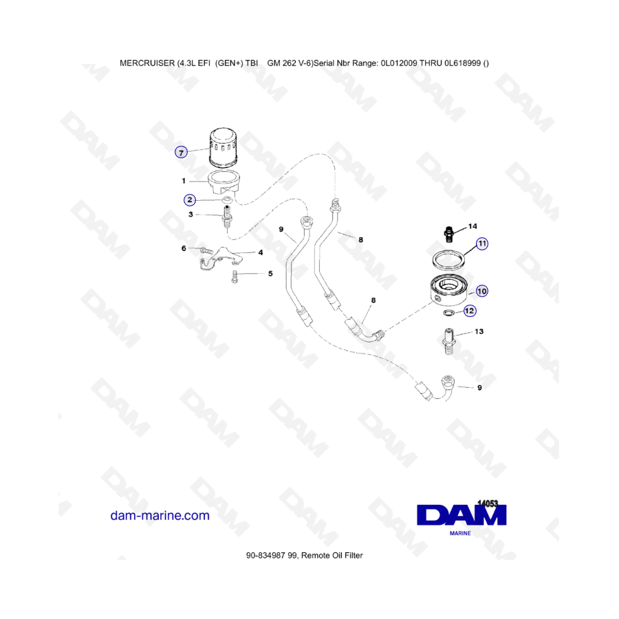 MERCRUISER 4.3L EFI - Filtro de aceite remoto