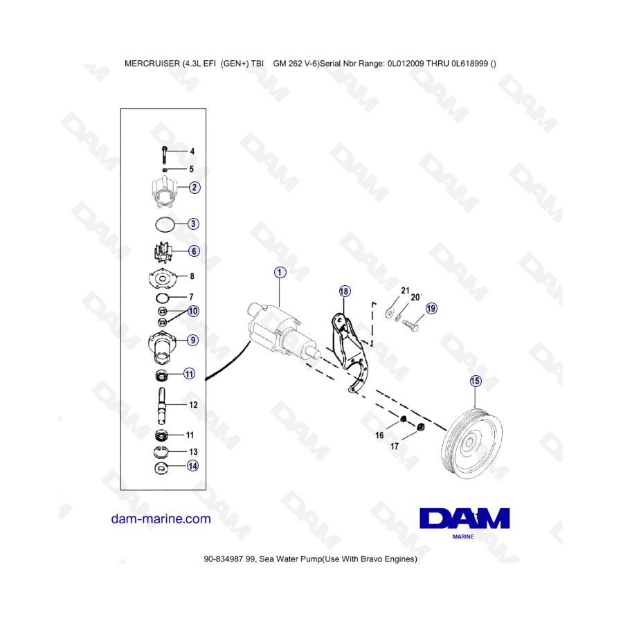 MERCRUISER 4.3L EFI - Sea water pump (bravo)