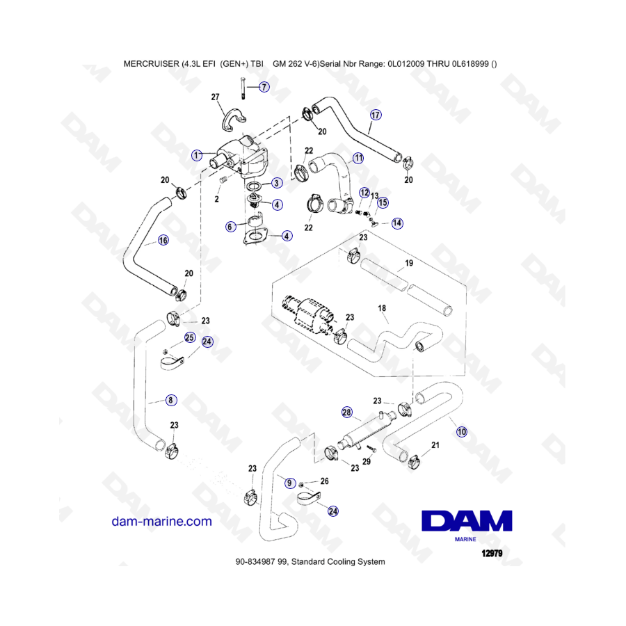 MERCRUISER 4.3L EFI - Sistema de refrigeración estándar