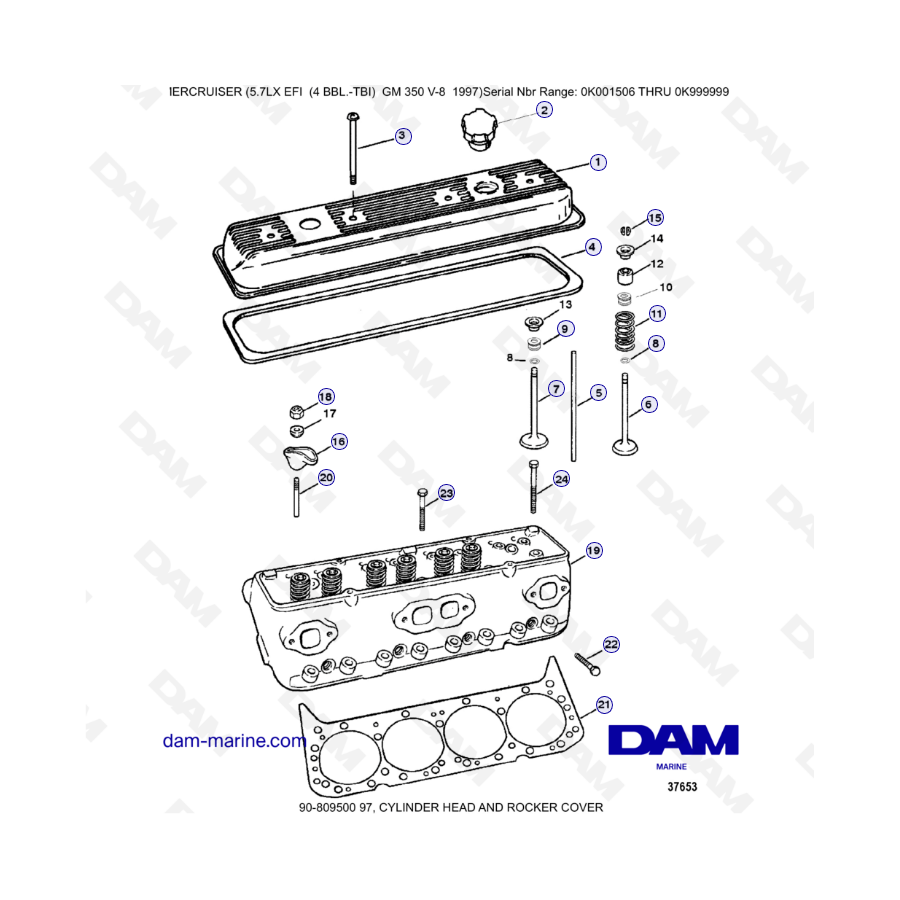 MERCRUISER 5.7LX EFI - Cylinder head & Rocker cover