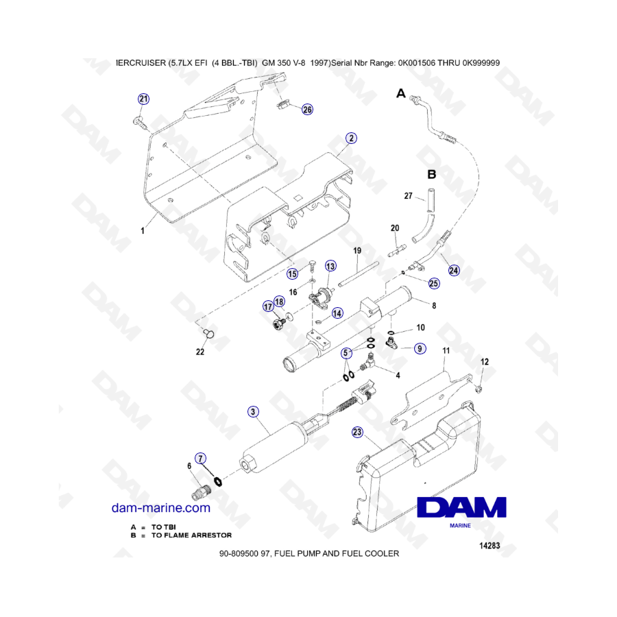 MERCRUISER 5.7LX EFI - Bomba de combustible y enfriador de combustible