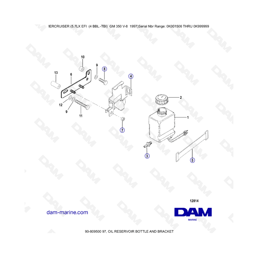 MERCRUISER 5.7LX EFI - Oil reservoir bottle & bracket
