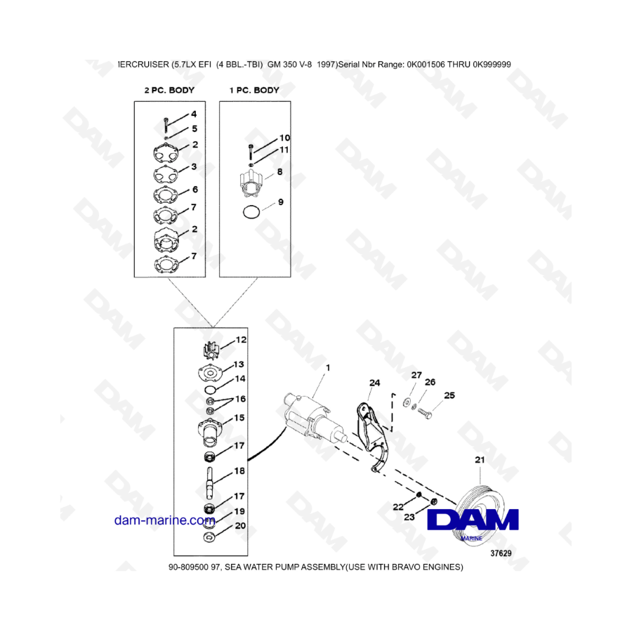 MERCRUISER 5.7LX EFI - Sea pump (bravo)