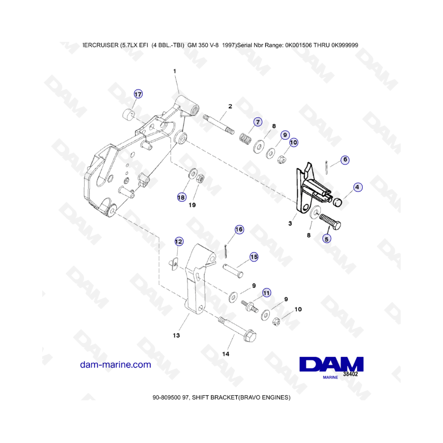 MERCRUISER 5.7LX EFI - Shift bracket (bravo)