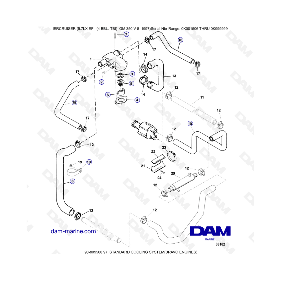 MERCRUISER 5.7LX EFI - Standard cooling system (bravo)