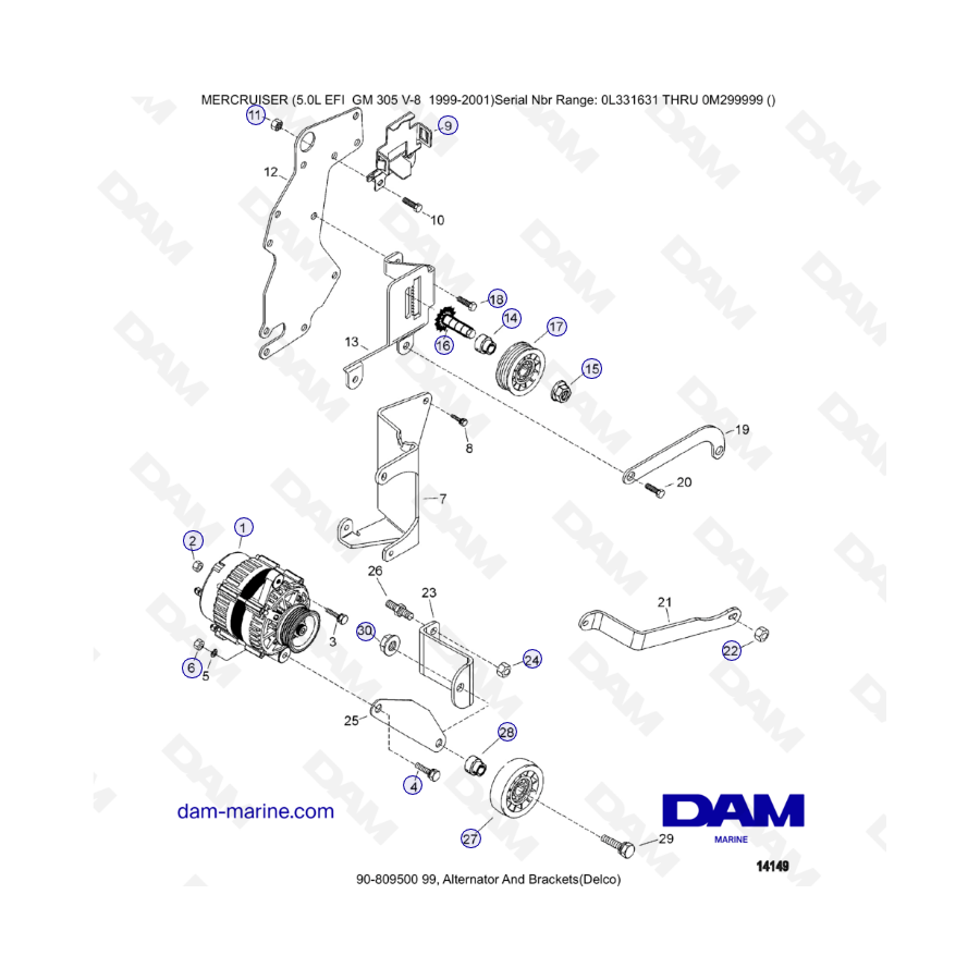 MERCRUISER 5L EFI - Alternador y soportes