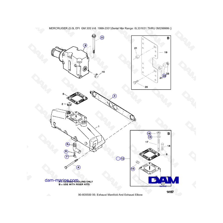 Mercruiser 50l Efi Exhaust Manifold And Exhaust Elbow Dam Marine 8643