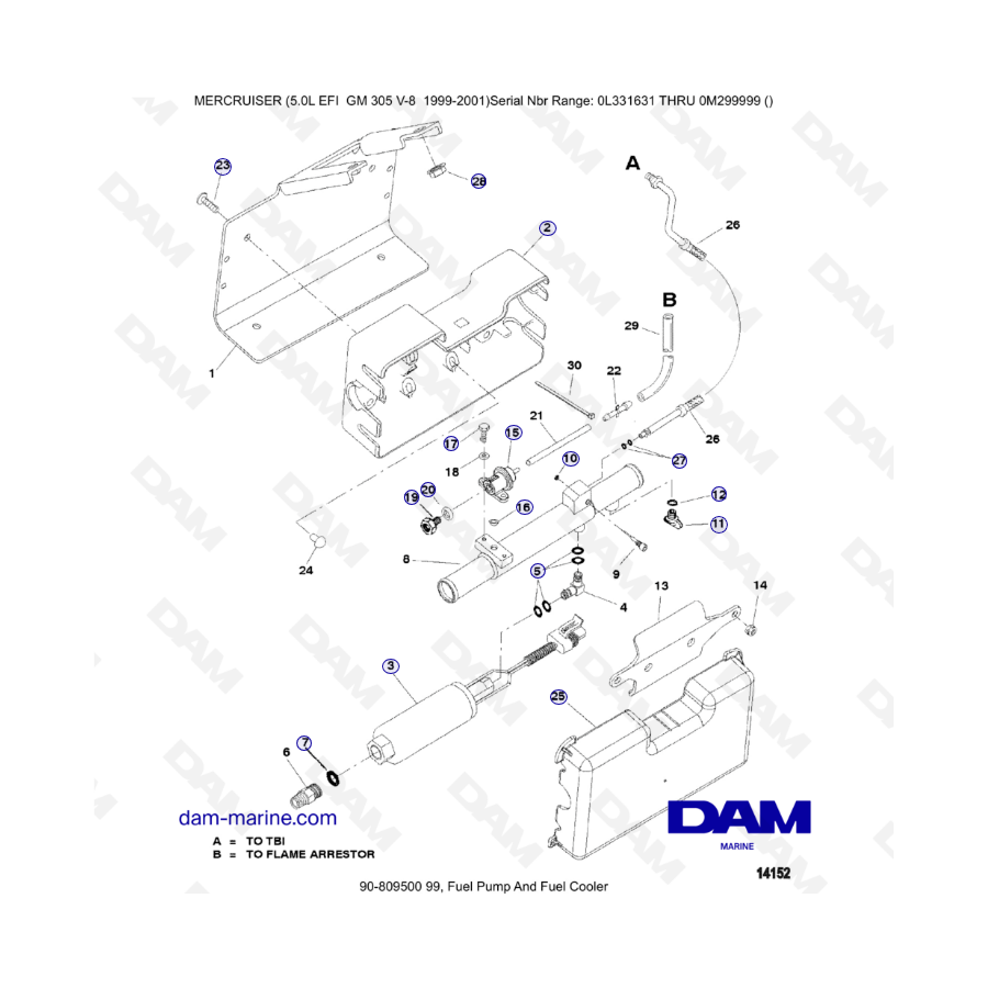 MERCRUISER 5.0L EFI - Bomba de combustible y enfriador de combustible