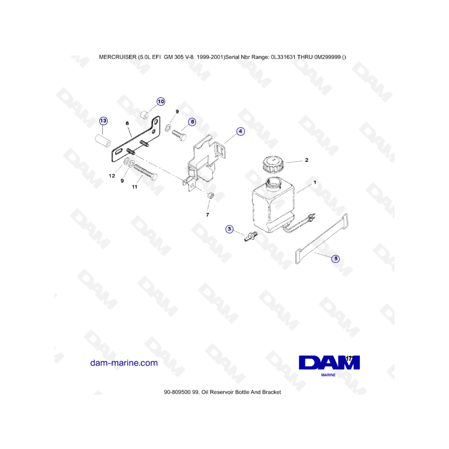 MERCRUISER 5.0L EFI - Oil reservoir bottle &apos; bracket