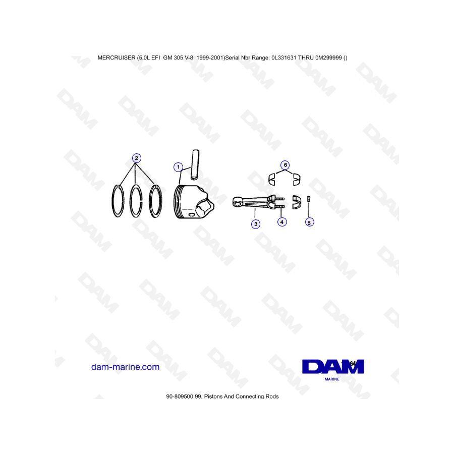 MERCRUISER 5.0L EFI - Pistons & connecting rod