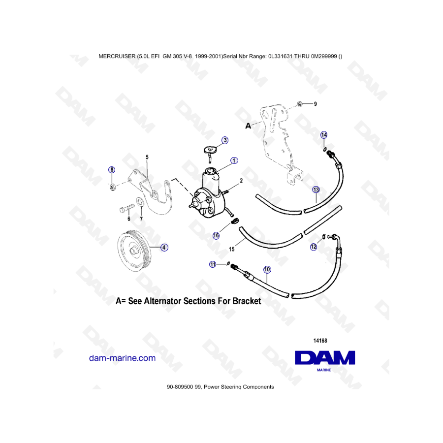 MERCRUISER 5.0L EFI – Power Steering Components - DAM Marine