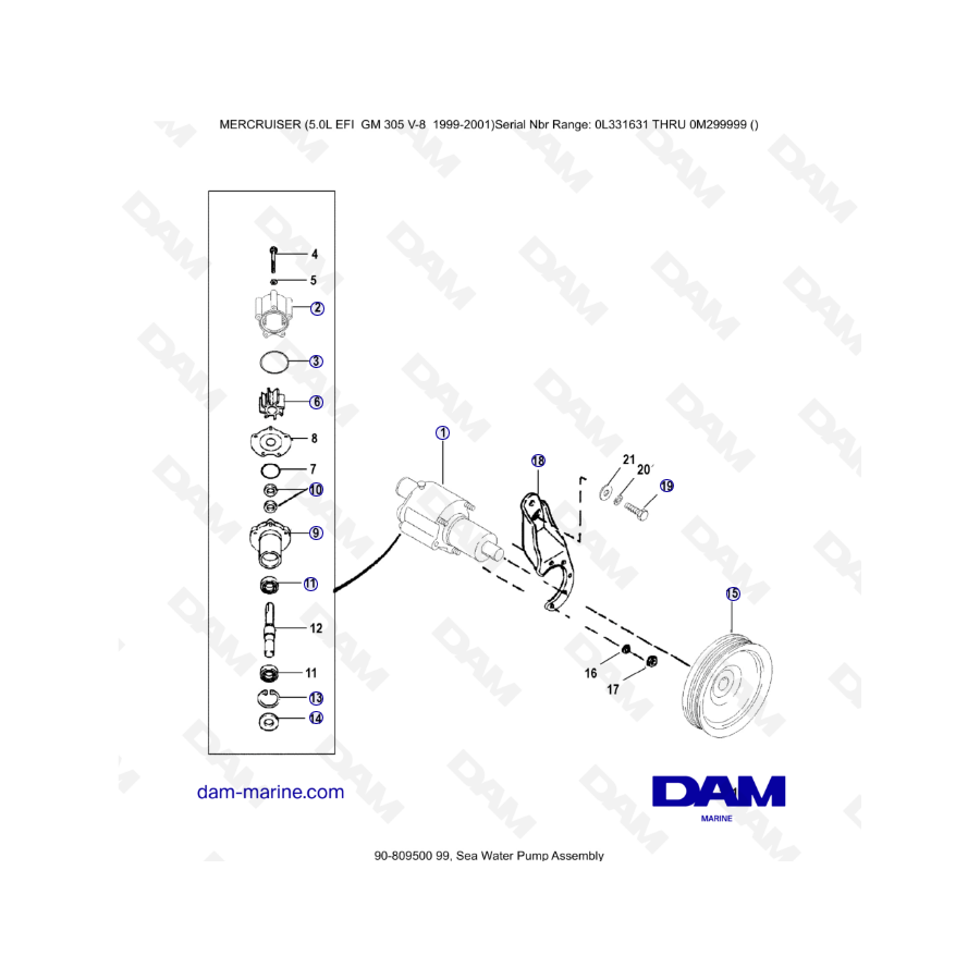 MERCRUISER 5.0L EFI - Conjunto bomba agua de mar