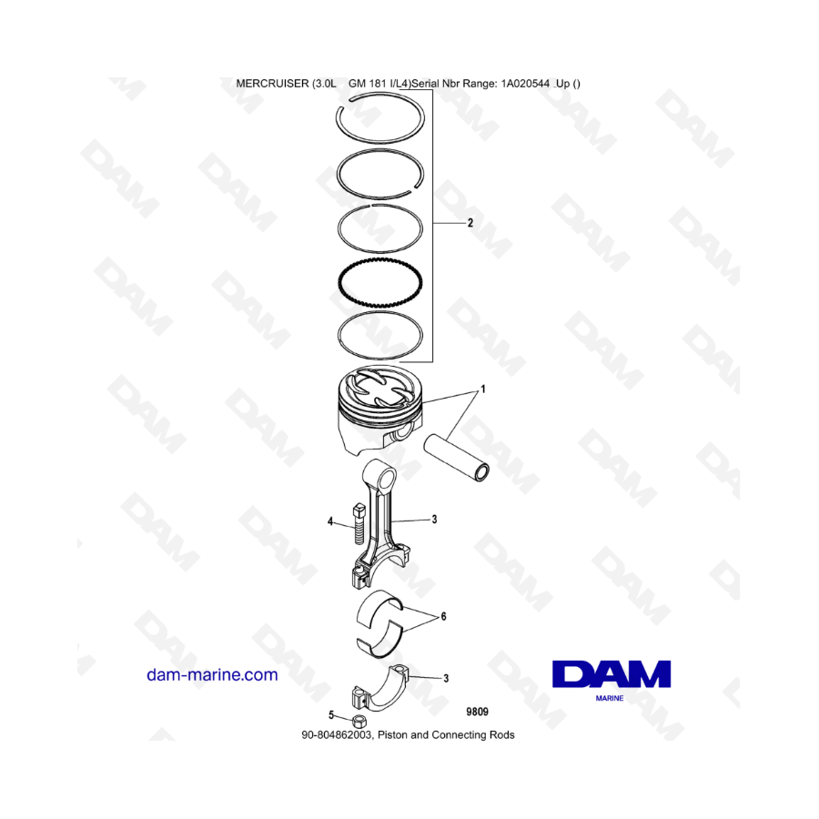 MERCRUISER 3.0L GM181 - Piston & connecting rods