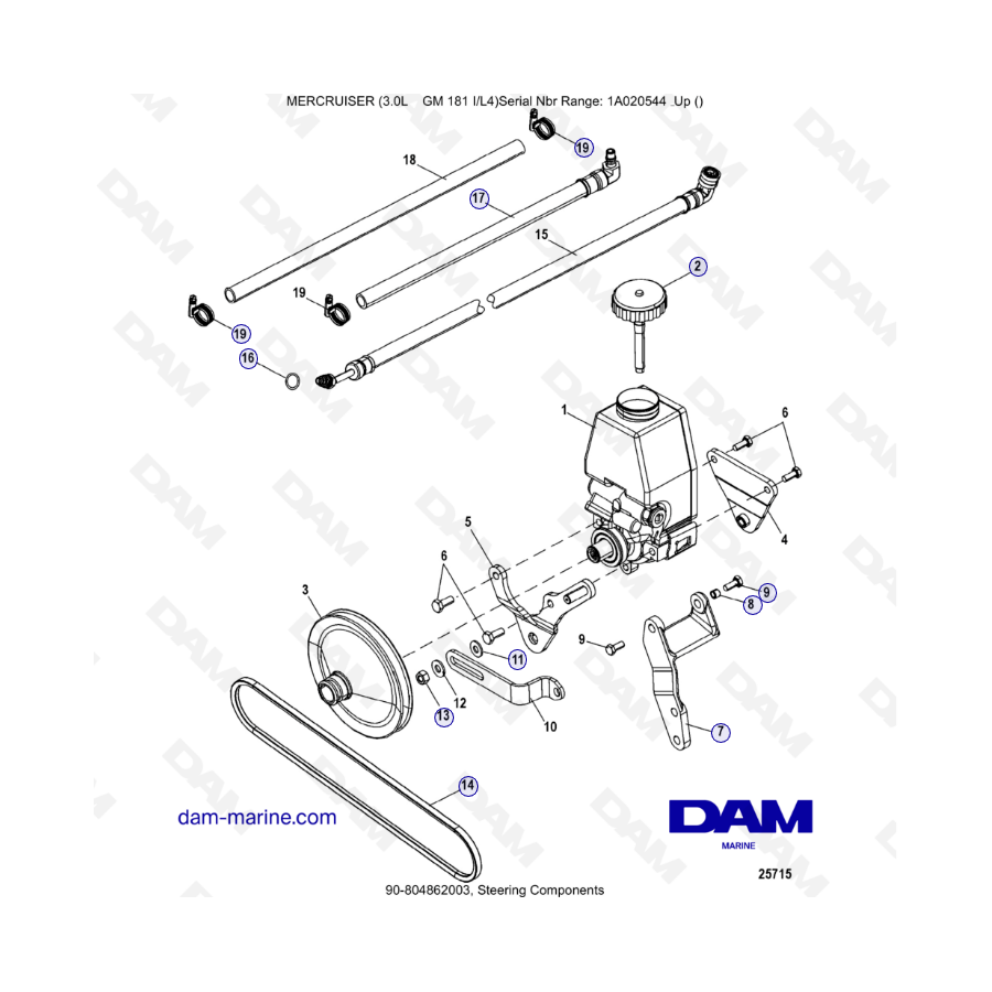 MERCRUISER 3.0L GM181 - Componentes de dirección