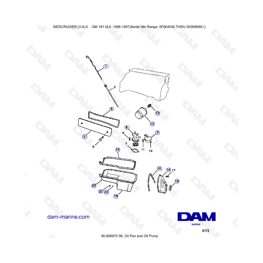 MERCRUISER 3.0LX GM181 - Oil pan & Oil pump