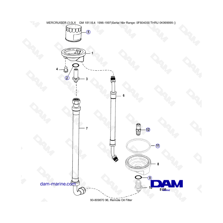 MERCRUISER 3.0LX GM181 - Remote oil filter