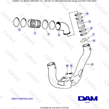 MERCRUISER 7.4L BRAVO MPI (G6) - Exhaust system