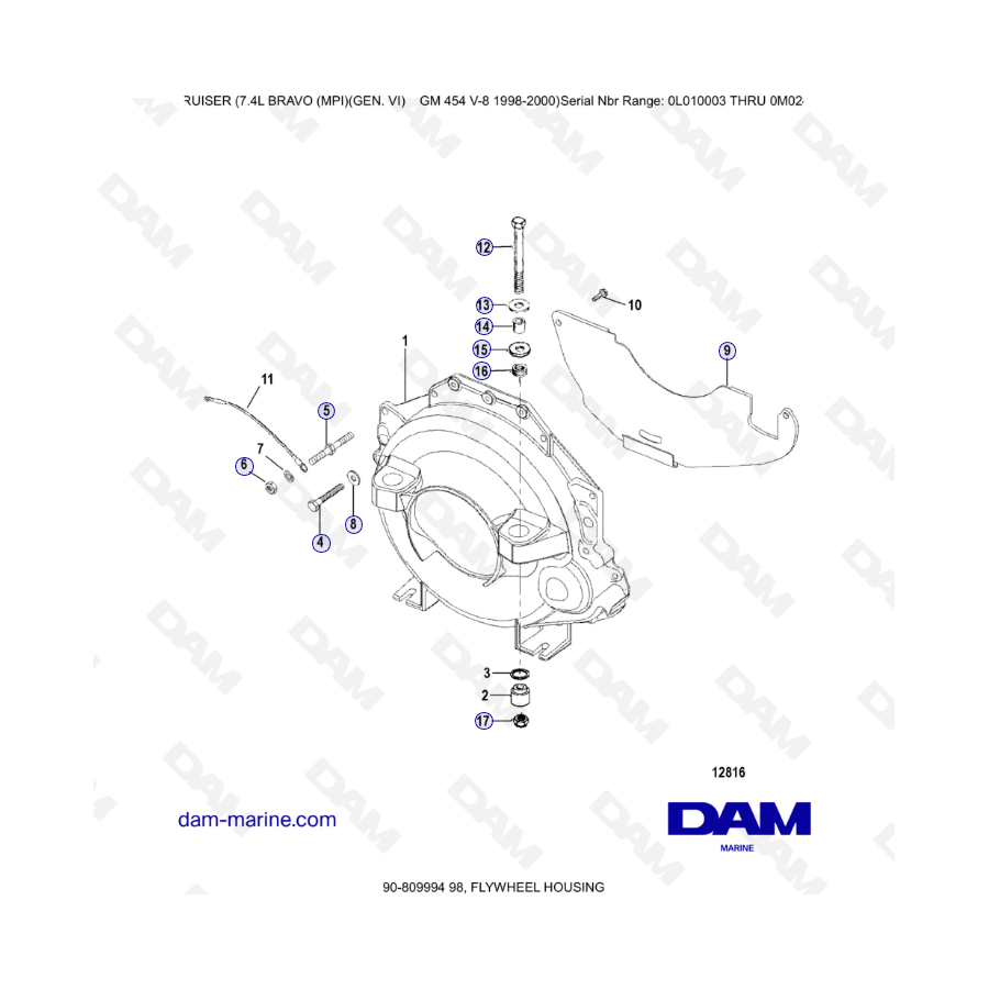 MERCRUISER 7.4L BRAVO MPI (G6) - Flywheel housing