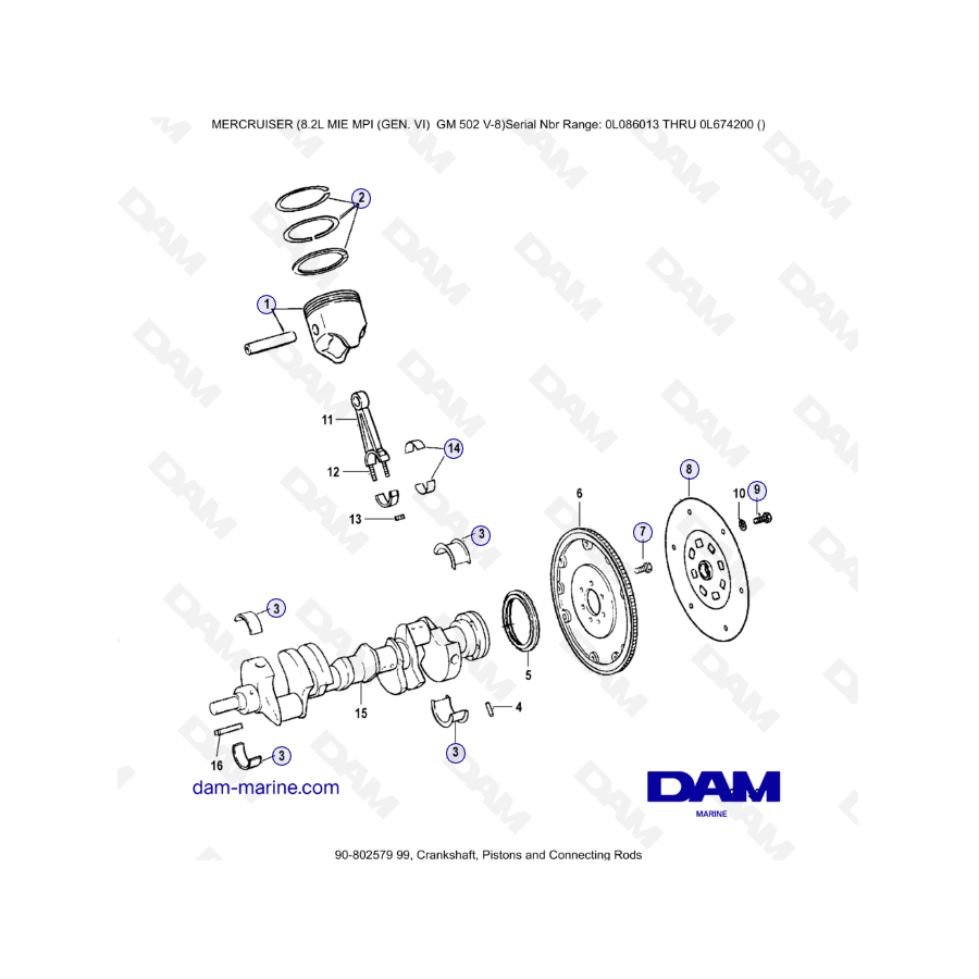 8.2L MIE MPI GM502 - Cigüeñal, pistones y bielas