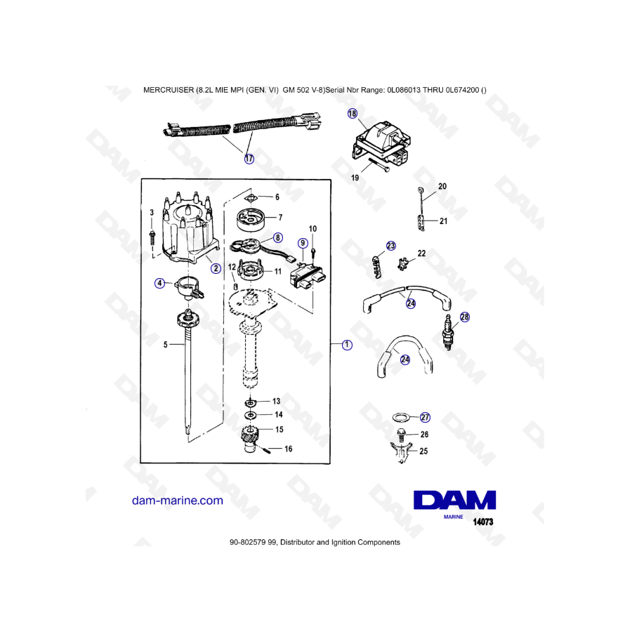 8.2L MIE MPI GM502 - Distributor & ignition components