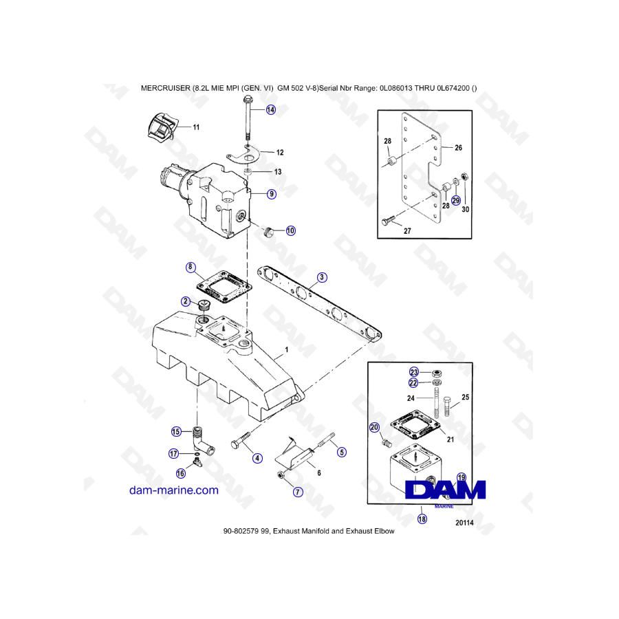 8.2L MIE MPI GM502 - Exhaust manifold & exhaust elbow