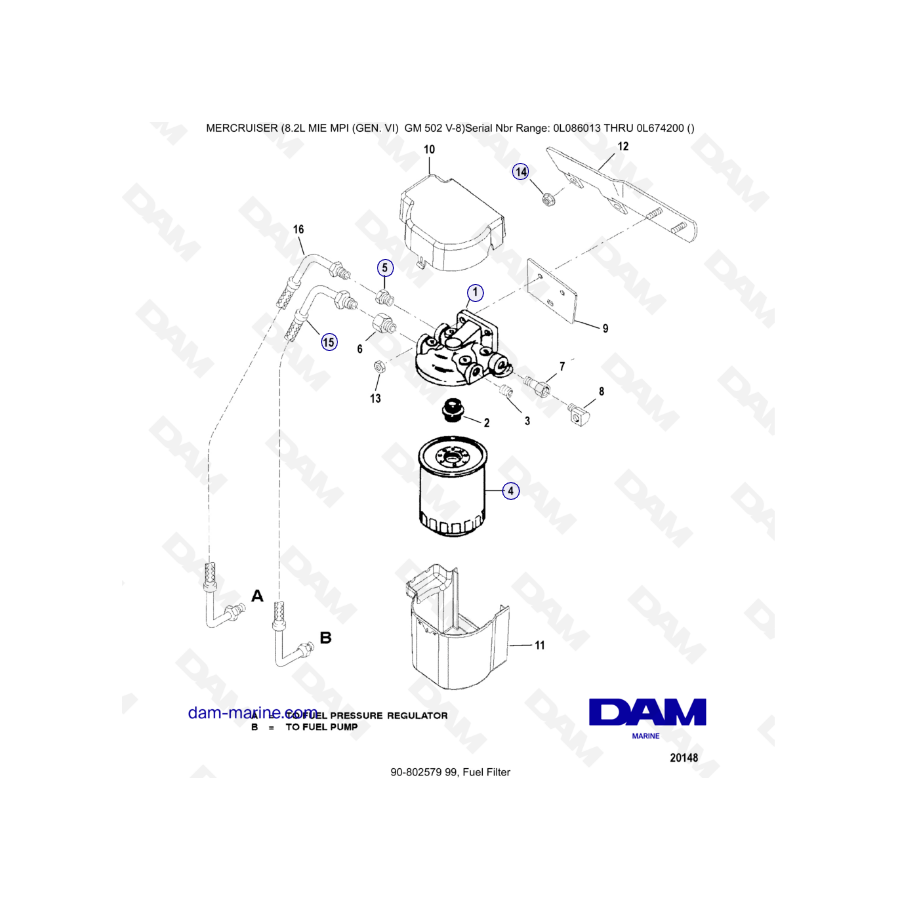 8.2L MIE MPI GM502 - Filtro de combustible