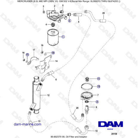 8.2L MIE MPI GM502 - Filtro de aceite y adaptador